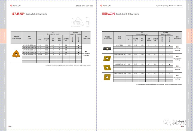 科力特最新孔加工刀片样本